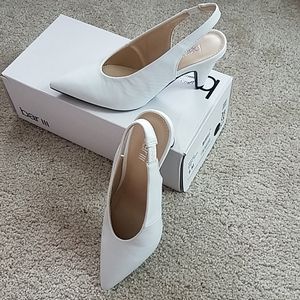 Brand New White Slingback Heels - Size 6